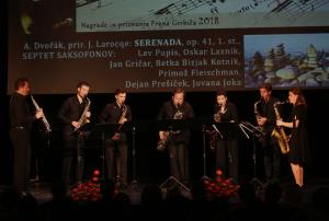 KONCERT OB PODELITVI NAGRAD IN PRIZNANJ FRANA GERBIČA NA SLIKI SEPTET SAKSOFONOV  FOTO LJUBO VUKELIČ DC8B9607